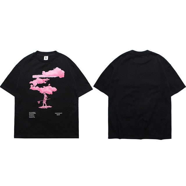 Streetwear Harajuku Tshirt Pink Cloud Hip Hop T Shirt Men Summer Short Sleeve T-Shirt Cotton Fashion Black Tops Tees HipHop-5