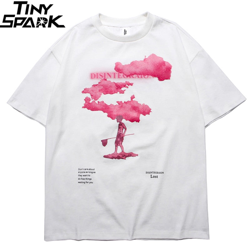 Streetwear Harajuku Tshirt Pink Cloud Hip Hop T Shirt Men Summer Short Sleeve T-Shirt Cotton Fashion Black Tops Tees HipHop-3