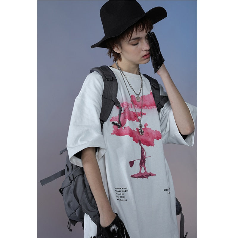 Streetwear Harajuku Tshirt Pink Cloud Hip Hop T Shirt Men Summer Short Sleeve T-Shirt Cotton Fashion Black Tops Tees HipHop-4