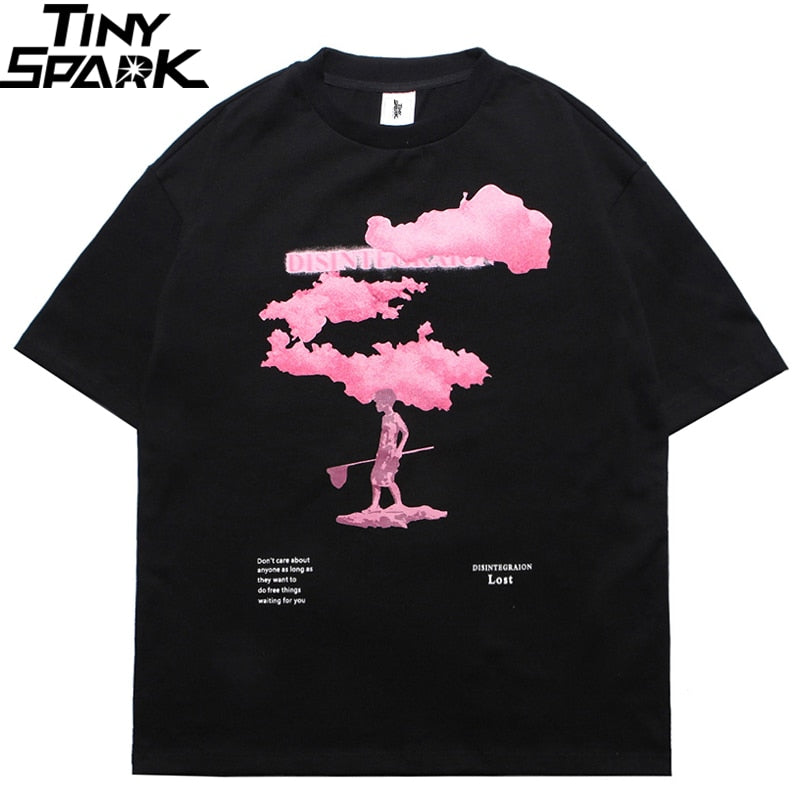 Streetwear Harajuku Tshirt Pink Cloud Hip Hop T Shirt Men Summer Short Sleeve T-Shirt Cotton Fashion Black Tops Tees HipHop-1