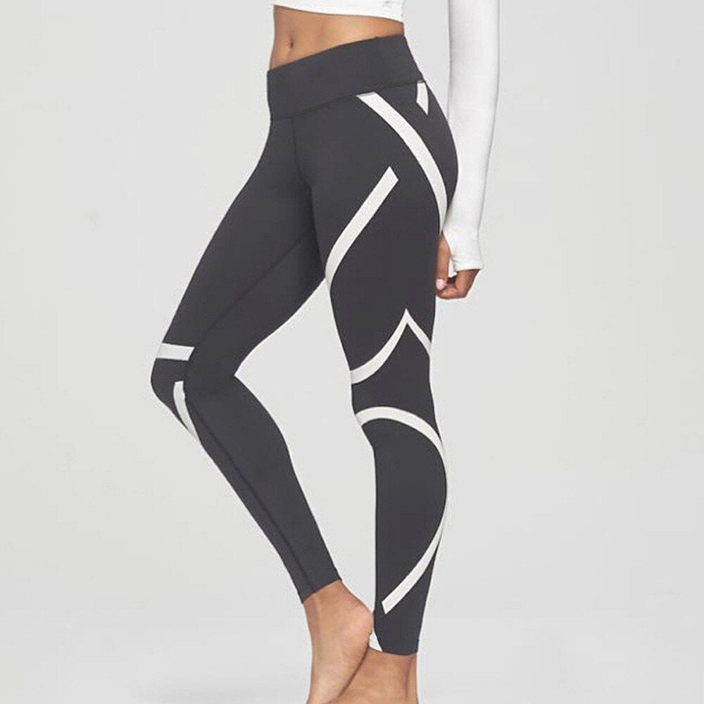 Leggings Sport Women Fitness Splice Skinny Workout Gym Leggings Fitness Sports Cropped Pants Stripped Athletic Gym Leggings #20-1