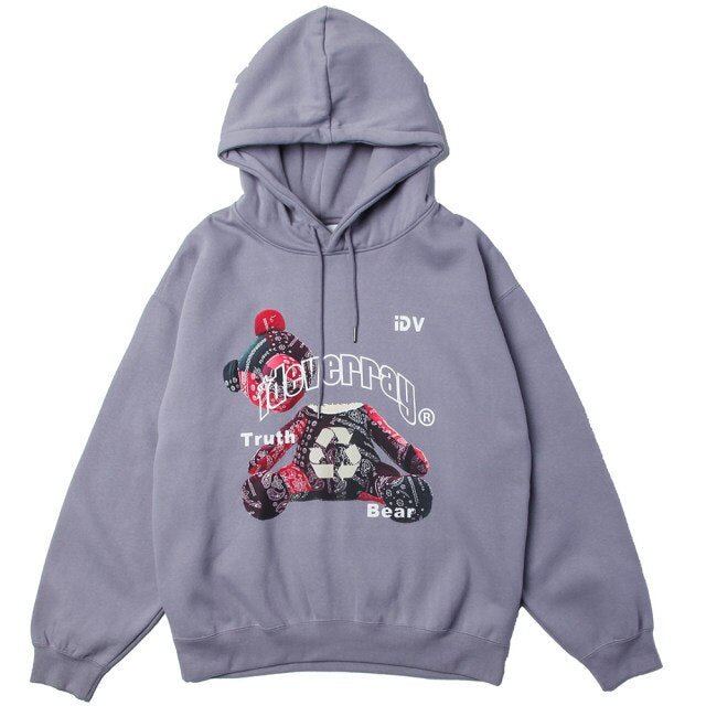 Hoodie Men Paisley Gothic Bear Printed Hooded Pullover Couple Fashion Retro Hip Hop Style Sweatshirts Winter Streetwear-2
