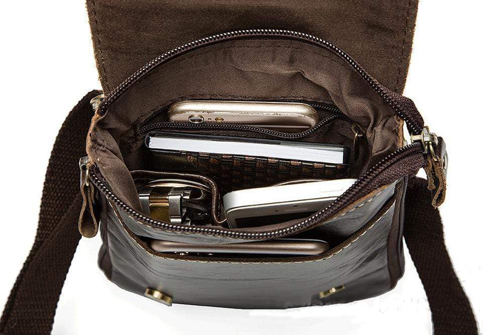 Rossie Viren Men Vintage Leather Small Messenger Bag-2