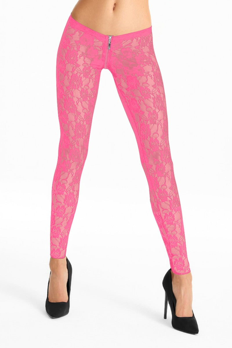 pinke Spitzen Leggings LG008 - XL-0