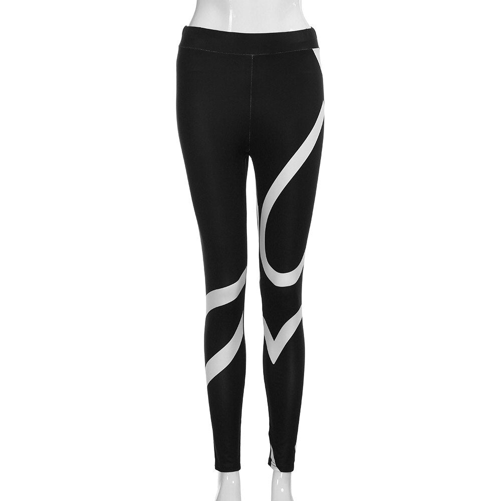 Leggings Sport Women Fitness Splice Skinny Workout Gym Leggings Fitness Sports Cropped Pants Stripped Athletic Gym Leggings #20-3