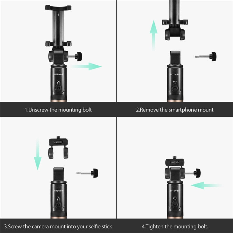 Wireless bluetooth Selfie Stick Tripod Versatile Monopod For Gopro 5 6 7 Sport Camera For iPhone X 8 Smartphone-1