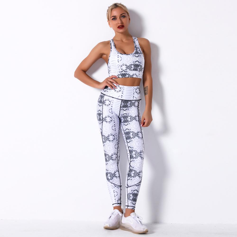 Seamless Floral Print Gym Yoga Set Fashion Fitness Vest Crop Top Leggings Suit Push Up Workout Training Running Energy Clothing-8