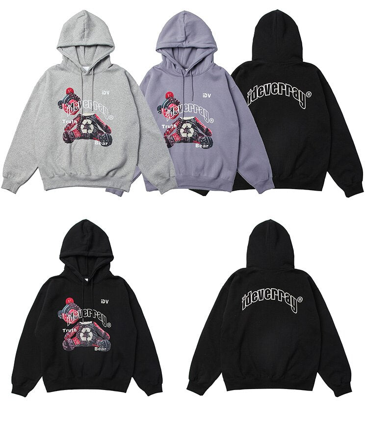 Hoodie Men Paisley Gothic Bear Printed Hooded Pullover Couple Fashion Retro Hip Hop Style Sweatshirts Winter Streetwear-4